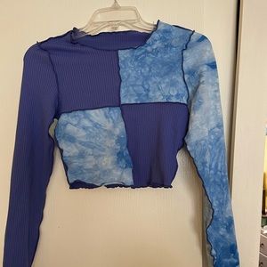 Juniors Cute Blue Patchwork Top